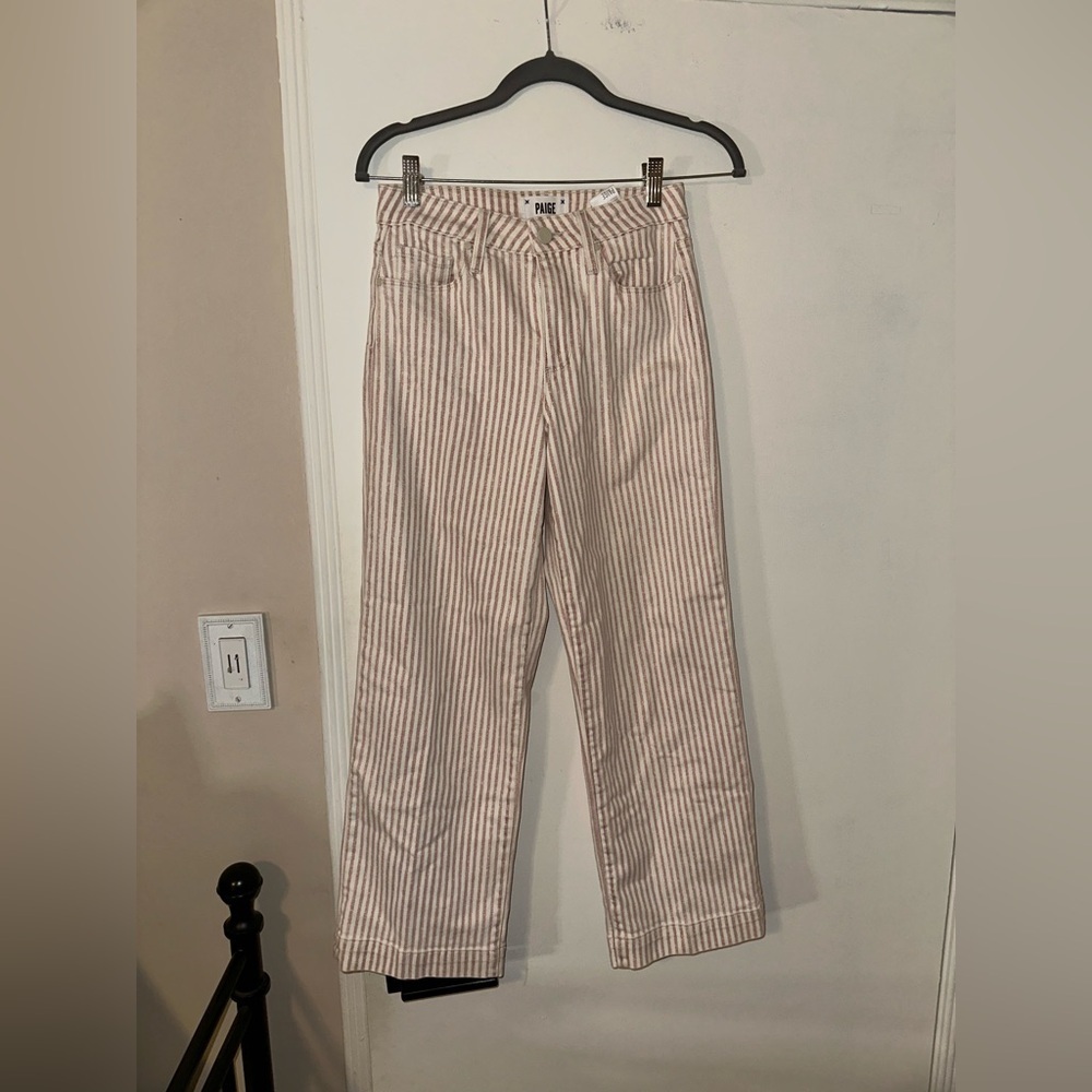 Paige Striped Blossom Pink and White denim size 25